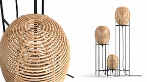 Wicker bulb Sari floor table lamp 3D model