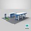 Cartoon Gas Station Low Poly 3D Modeling