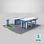 Cartoon Gas Station Low Poly 3D Modeling