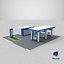 Cartoon Gas Station Low Poly 3D Modeling