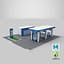 Cartoon Gas Station Low Poly 3D Modeling