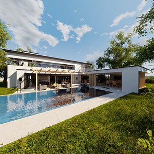 Modern villa 2021 Blender Eevee and Cycles 1