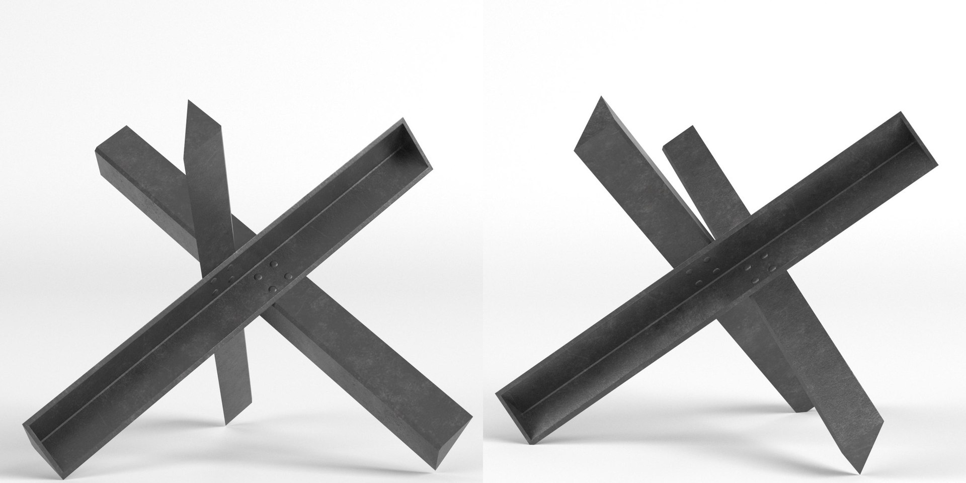 3D Czech hedgehog anti-tank obstacle 1 https://p.turbosquid.com/ts-thumb/b2/xsmcaH/WG/tsczechhedgehogantitankobstacle102/jpg/1693928750/1920x1080/fit_q87/38bfd105790e45a249c4785e5013669d91adcdd2/tsczechhedgehogantitankobstacle102.jpg