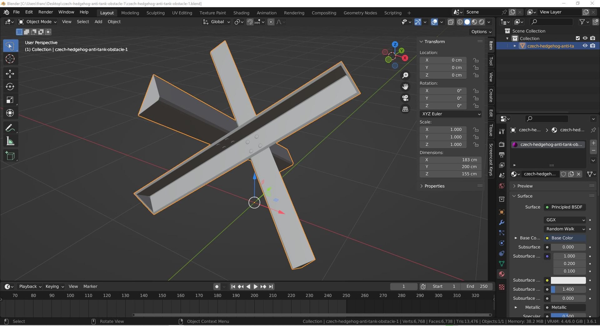 3D Czech hedgehog anti-tank obstacle 1 https://p.turbosquid.com/ts-thumb/b2/xsmcaH/pv/tsczechhedgehogantitankobstacle108/jpg/1693928750/1920x1080/fit_q87/c094b2e0390b63706a765dcf11b90e7576580f17/tsczechhedgehogantitankobstacle108.jpg