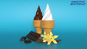 Ice cream cones with flavors