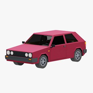 3D Stylized  Euro Hatchback Car  Low Poly model