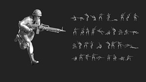 WWII Soldier Set 10 3D model