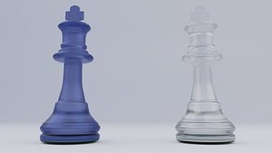 King Frosted Glass Chess Pieces 3D