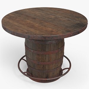 3D Barrel Pub Table Dirty model