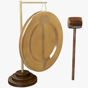 3D gong wooden hammer model