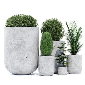 concrete flowerpot 3D