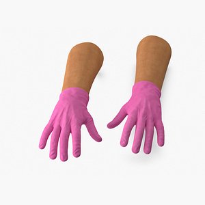 Medical Gloves on Hands Pink Rigged for Maya