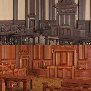 Realistic Courtroom Interior &ndash; High-Quality 3D Model 3D model