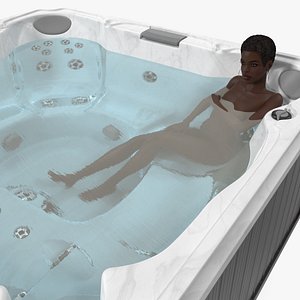 3D Nude Women in Hot Tub with Water