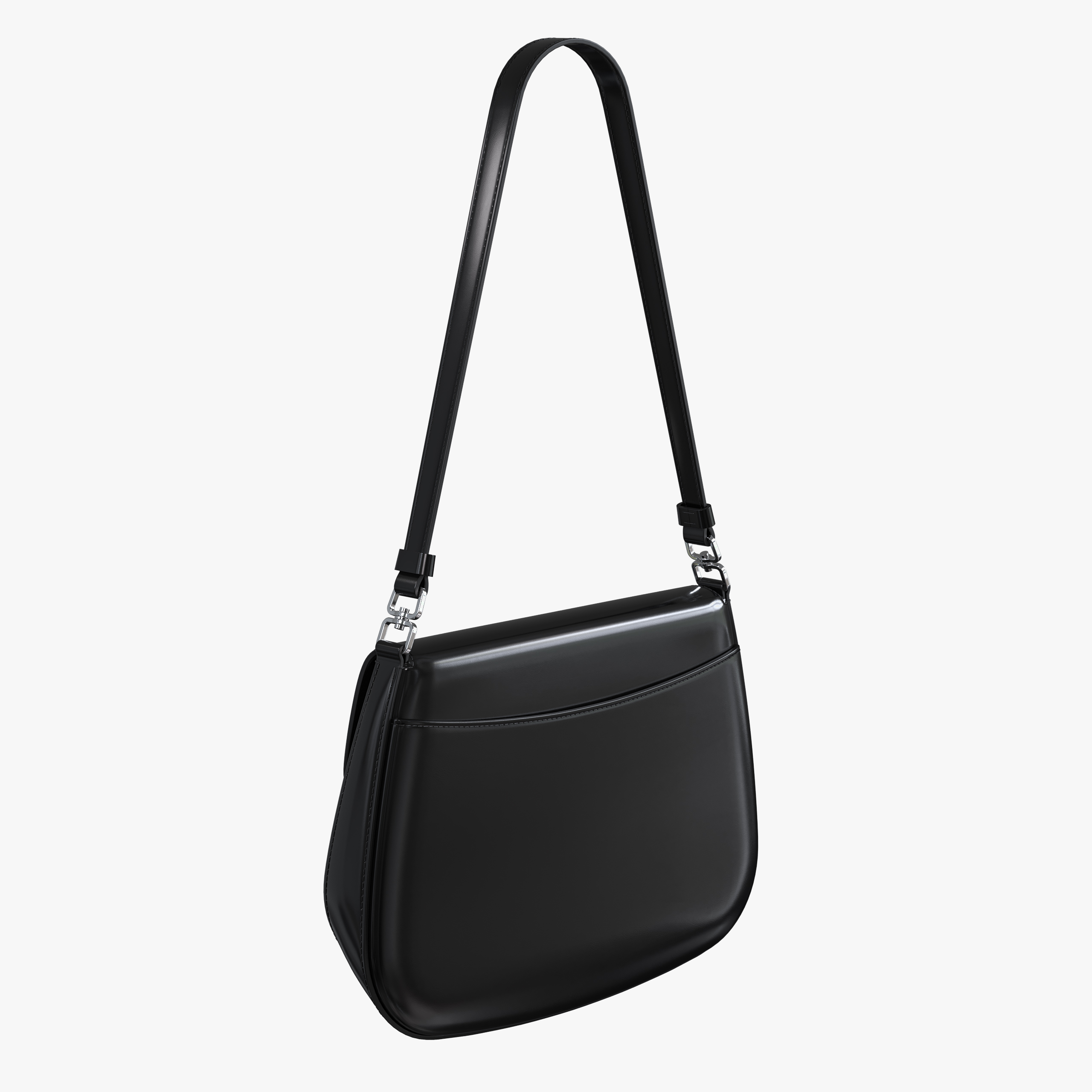 Prada Cleo brushed leather shoulder bag with flap Black 3D model