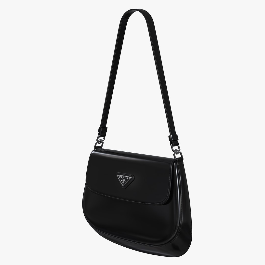 Prada Cleo brushed leather shoulder bag with flap Black 3D model -  TurboSquid 1763098