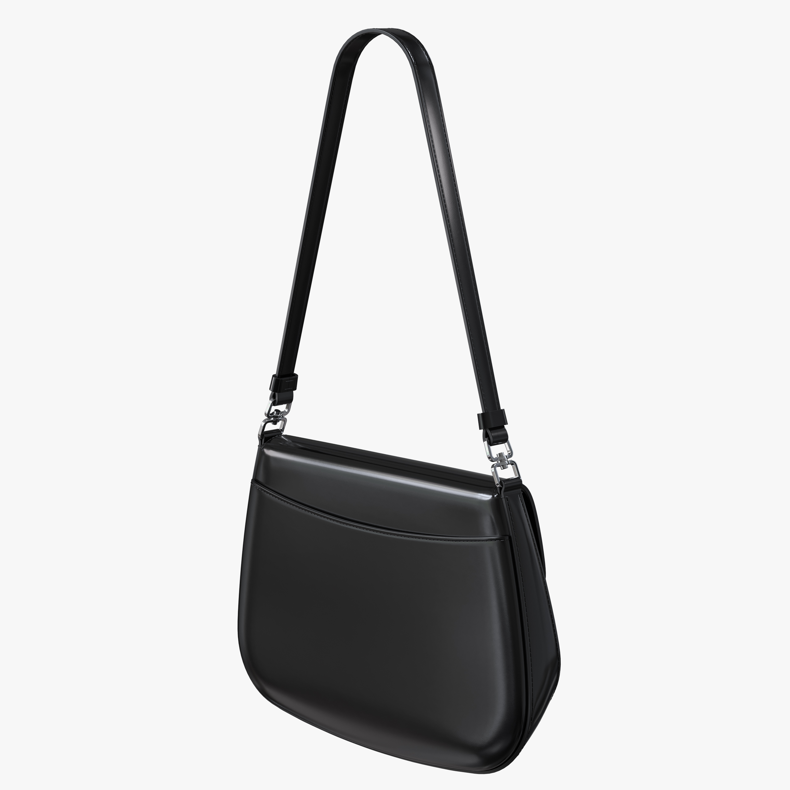 Prada Cleo brushed leather shoulder bag with flap Black 3D model