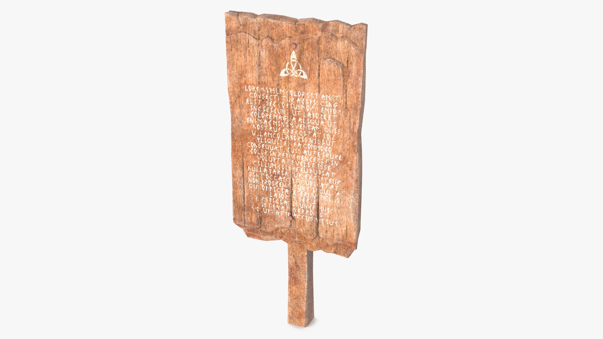 Aged Wooden Rural Road Signpost Mockup 3D model preview