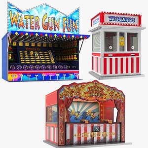 3D model Two Detailed Shooting Galleries With Ticket Booth