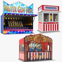 Two Detailed Shooting Galleries With Ticket Booth