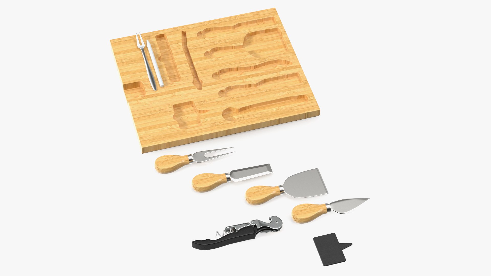 Cheese Knives Set Stainless Steel 3D model preview