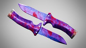 Knife 7 Purple Heart FT With Blood 3D model
