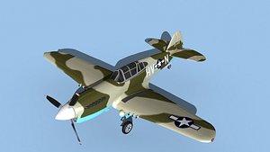 3D model Curtiss P-40F Warhawk V05 USAAF