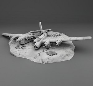 3D model Soviet plane Pe-8 Broken