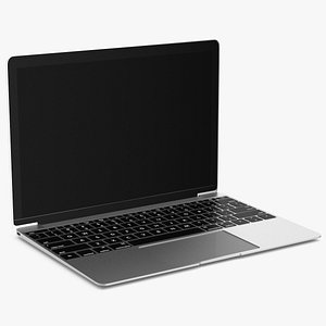 3D silver laptop computer model