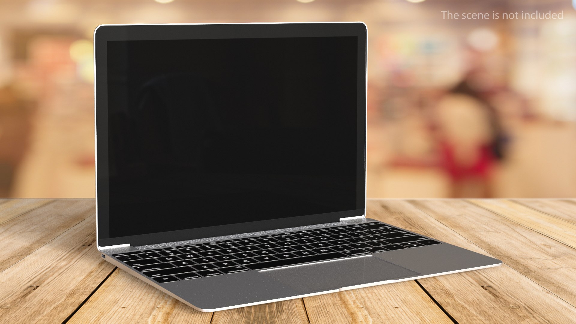 Silver Thin Laptop 3D model preview