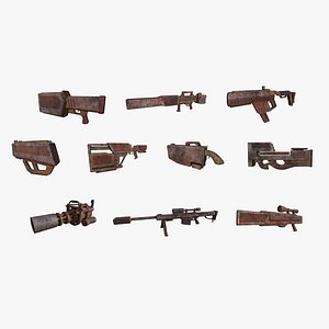 10 Anti-Drone Gun Destroyed Rusted - SciFi Jamming Weaponry