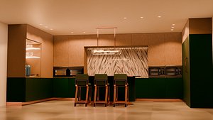 Complete Kitchen with island and Appliances Accessories