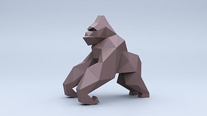 Low Poly Gorilla King Kong Model Origami