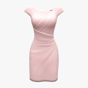 Elegant Peach Knee Length Skirt Wrapped Style Dress model