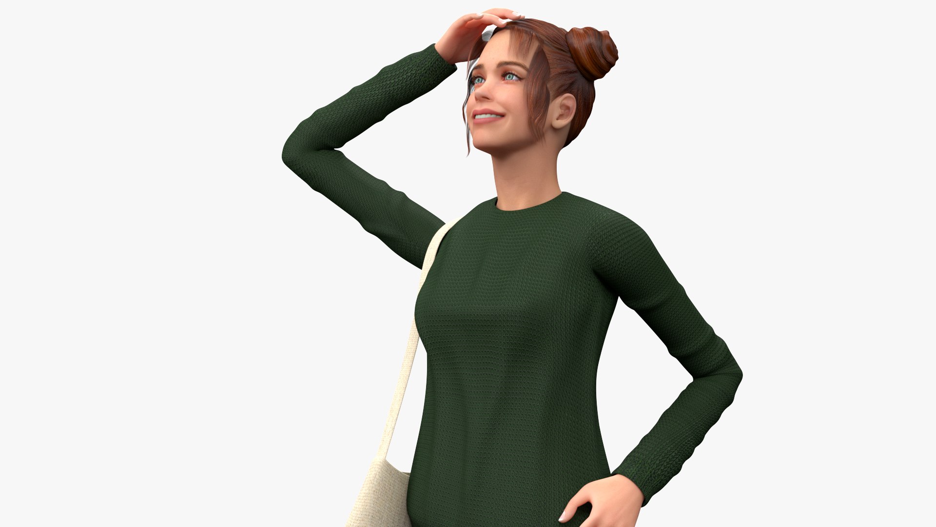 European Woman Street Style Rigged for Cinema 4D 3D model preview