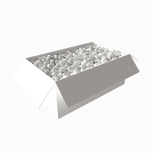 3D Cardboard Box full of Styrofoam Pieces - 3D Asset model