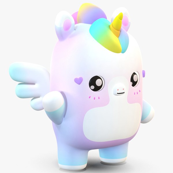 cute cartoon unicorn pegasus 3D model