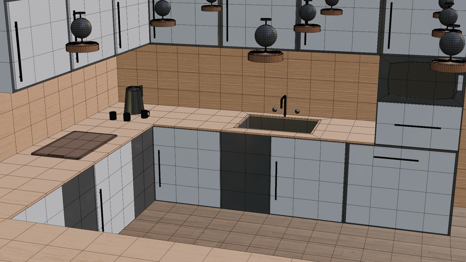 Stylish Kitchen Model For Interior Design 3D Model - TurboSquid 2383752