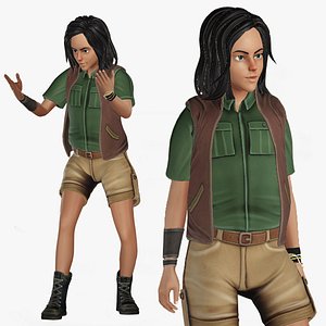3D Cartoon Rigged Girl Mason Character 3D Model model