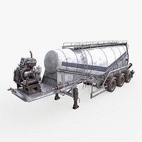 Dusty Cement Trailer White Rigged All PBR Unity UE Textures