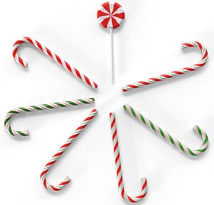 Christmas Candy Cane PBR 3D