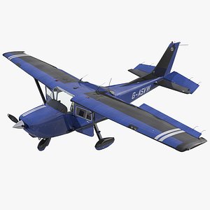 Cessna 172 Blue Rigged 3D Model