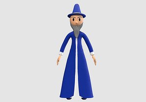 3D male cartoon wizard