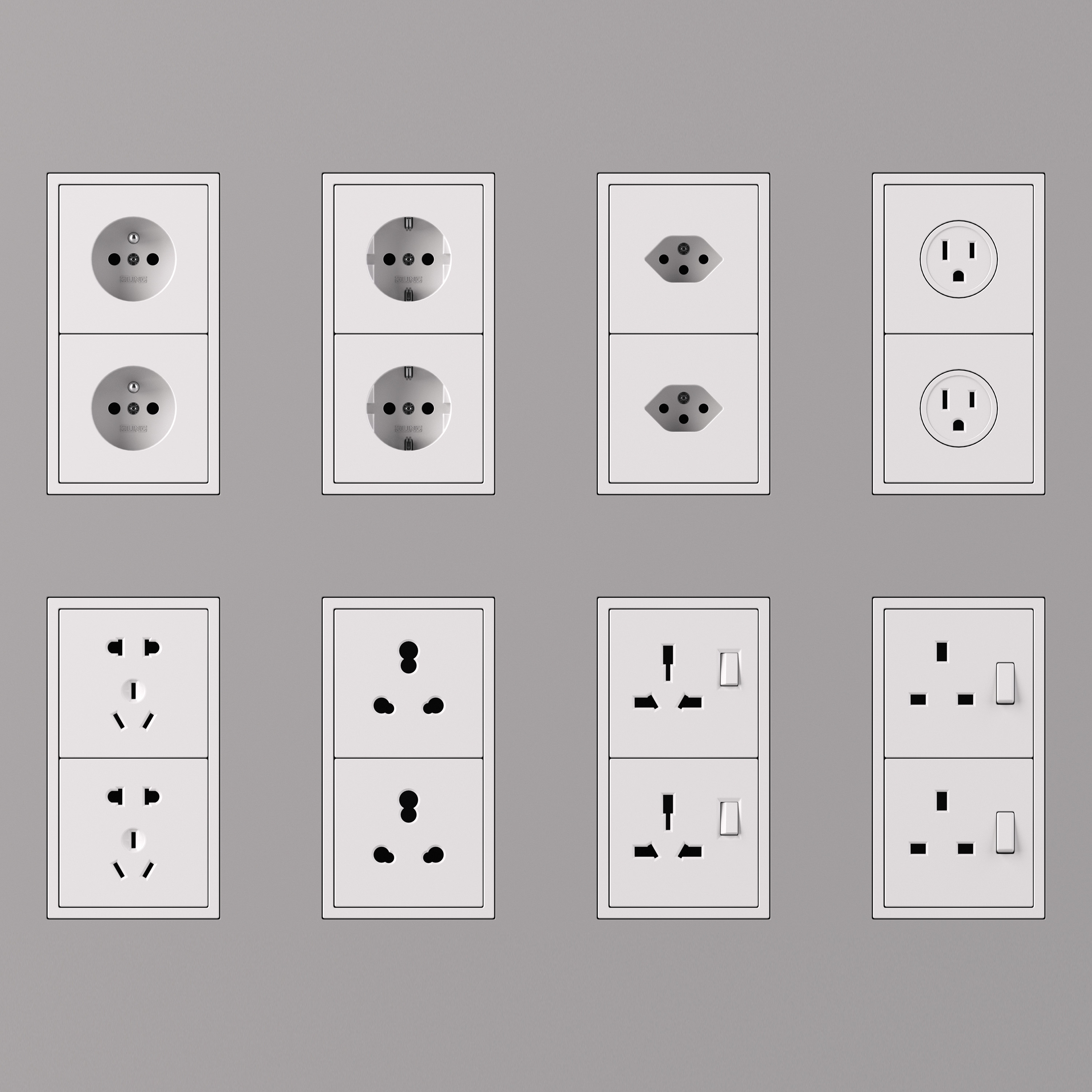 modelo 3d JUNG LS ZERO Switches and Sockets kit 80 items - TurboSquid ...