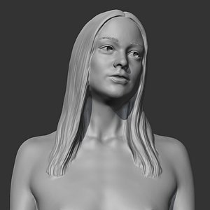 3D HD girl bust K 3D print model