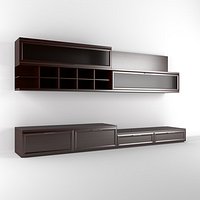 Modern TV Wall Unit with Open Shelves and Floating Cabinets