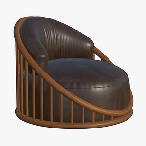 3D Leather Sofa Realistic Wooden