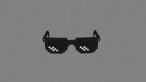 cartoon black sunglasses - pixel glasses Low-poly 3D model