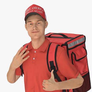Delivery Man Wearing Donald Trump Cap Fur Rigged model