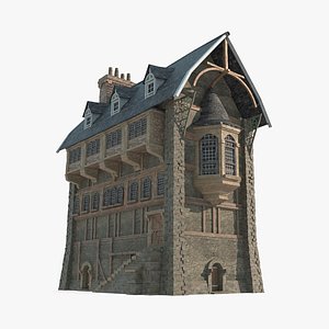 Brick and tile houses in medieval urban architecture 3D model
